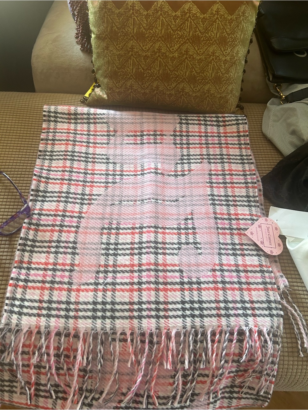 JUICY COUTURE REVERSIBLE OVERSIZED PLAID SCARF / WRAP – NWT